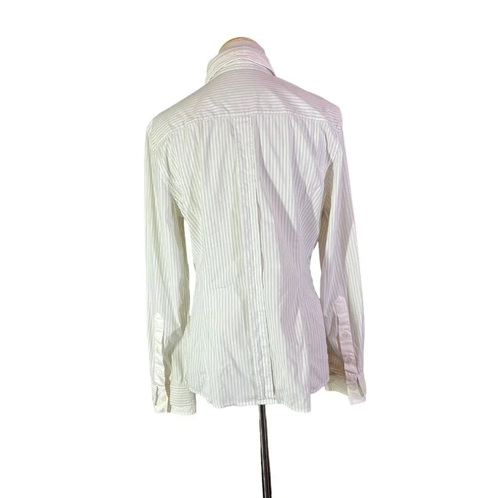 Dolce & Gabbana Size 48 Grey Striped Long Sleeve Button-Up Shirt Stretchy *Flaw - Picture 14 of 15
